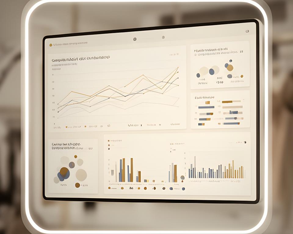 Retail performance screen with campaign results, repeat sales trends and store footfall comparison